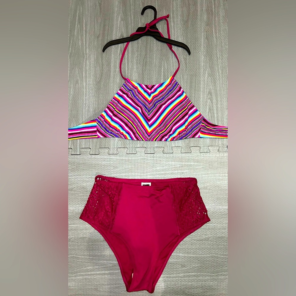 2 piece high waist swimsuit.